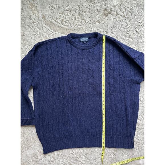 Lands End Sweater Men's XL Navy Wool Cable Knit Scotland Preppy Fisherman - Picture 4 of 6
